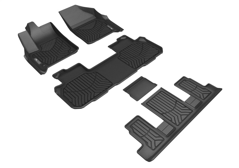 Chevrolet Traverse Floor Mat Set - Front, 2nd Row, 3rd Row - 3D MAXpider - MAXTRAC - Black - `18-`23 Chevrolet Traverse Floor Mat Set - Front, 2nd Row, 3rd Row - 3D MAXpider - MAXTRAC - Black - `18-`23
